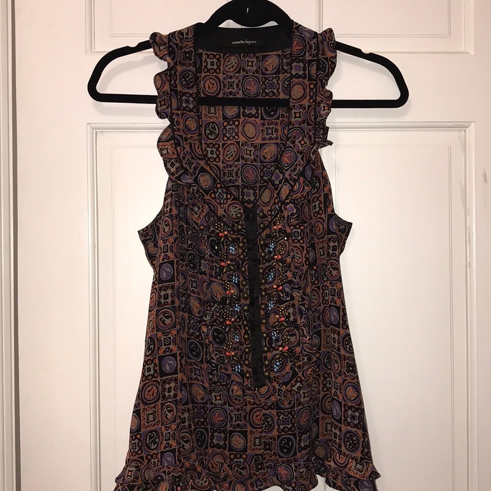 Nanette Lepore size 6 ruffled top with beading